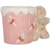 Clayre & Eef Kubek Ceramiczny 350 ml Różowo-Brązowy