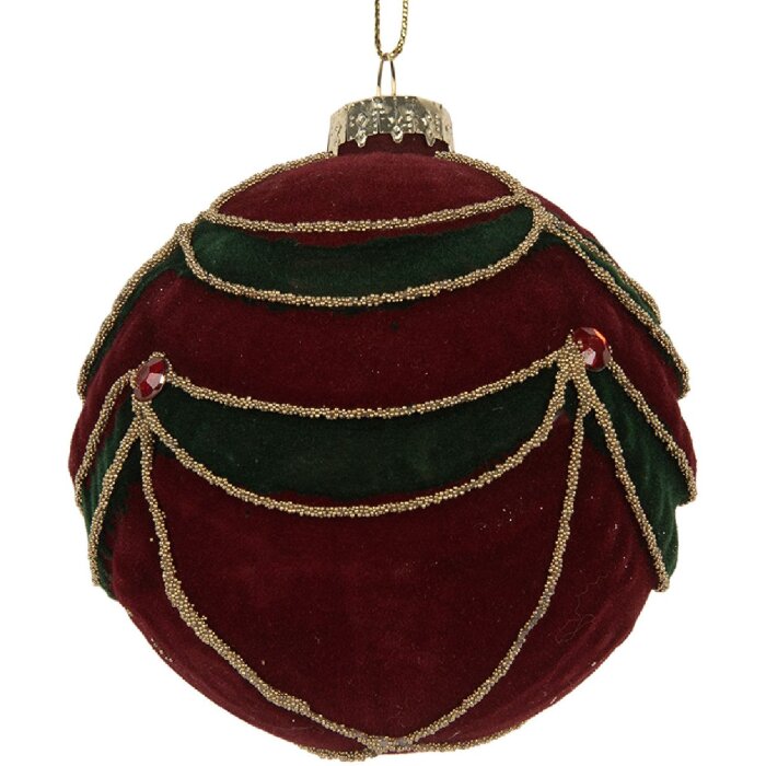 Clayre & Eef Bombka Choinkowa 8cm Czerwono-Zielona