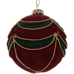 Clayre & Eef Bombka Choinkowa 8cm Czerwono-Zielona