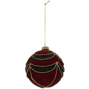 Clayre & Eef Bombka Choinkowa 8cm Czerwono-Zielona