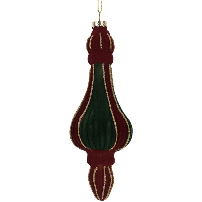 Clayre & Eef 6GL5235 Bombka Choinkowa Czerwono-Zielona 6x17 cm