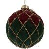 Clayre & Eef 6GL5237 Bombka choinkowa 10 cm czerwono-zielona
