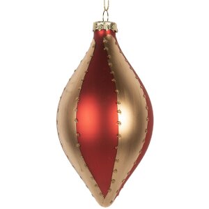 Clayre & Eef Bomba Choinkowa Złoto-Czerwona 8x15 cm