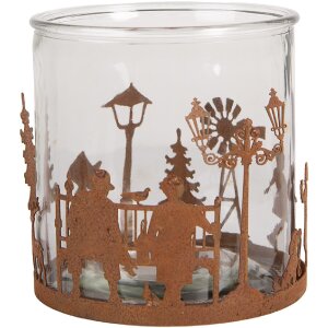 Clayre & Eef Świecznik Scena Bożonarodzeniowa Ø 15x15 cm