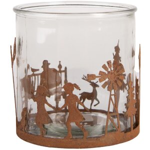 Clayre & Eef Świecznik Scena Bożonarodzeniowa Ø 15x15 cm