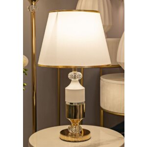 Mauro Ferretti Gipsy - Lampa Stołowa Złoto-Biała 30x52 cm E27