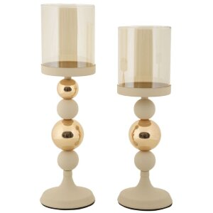 Mauro Ferretti Świeczniki Glassy creme – zestaw 2 szt. Ø 10x32/36 cm