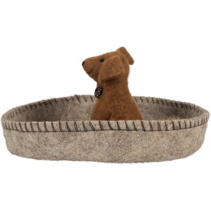 Clayre & Eef Filzowy Pies w Koszyku 19x10 cm
