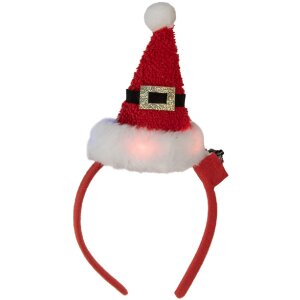 Clayre & Eef Opaska świąteczna z czapką Mikołaja LED 12x7x27 cm