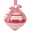Clayre & Eef Bombka Choinkowa Czerwono-Biała 8 cm
