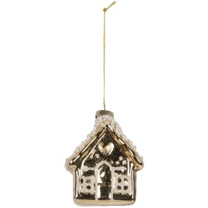 Clayre & Eef 6GL5268 Ozdoba Świąteczna Szklana Złota 7x7x9 cm