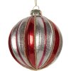 Clayre & Eef Bombka Choinkowa 8cm Czerwono-Srebrna
