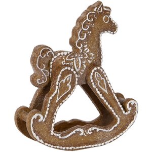 Clayre & Eef Konik na Huśtawce Brązowo-Biały 14x4x15 cm