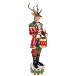 Clayre & Eef Renifer Dekoracja 25x22x82 cm Brązowo-Czerwony