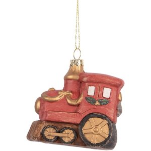 Clayre & Eef Zawieszka Lokomotywa 9x5x9 cm Czerwono-Złota