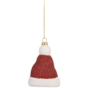 Clayre & Eef Zawieszka Czapka Świętowa 7x4x10 cm Rot