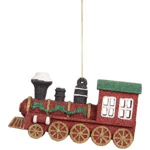 Clayre & Eef Lokomotywa 12x4x7 cm Czerwono-Zielona Zawieszka Świąteczna