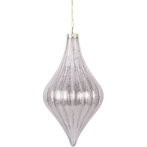 Clayre & Eef 6GL5142 Bombka choinkowa srebrna 8x15 cm