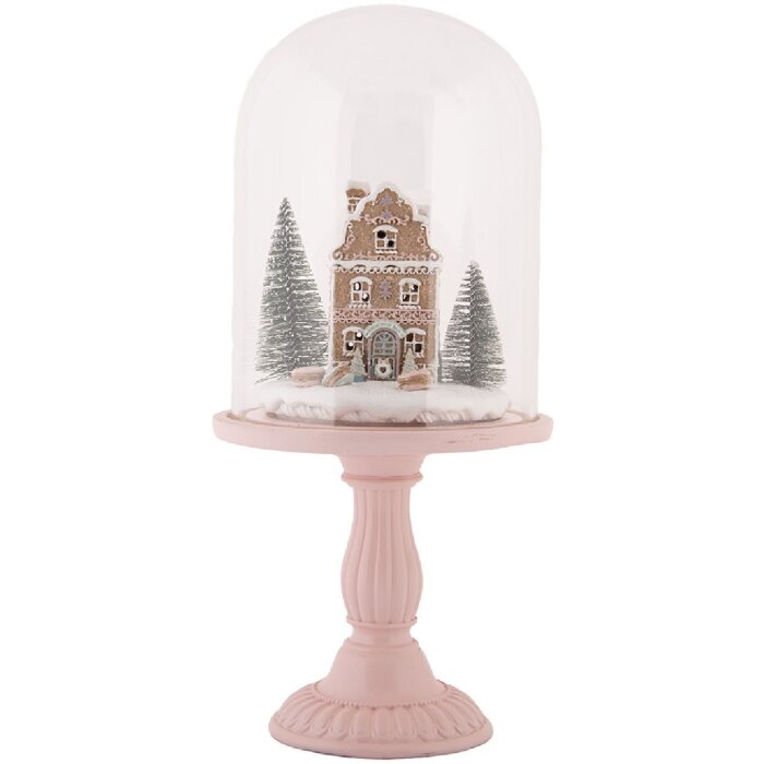Clayre & Eef Szklana dzwonka z dekoracją LED 17x36 cm