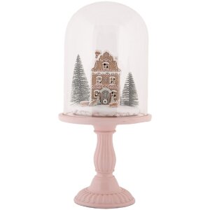 Clayre & Eef Szklana dzwonka z dekoracją LED 17x36 cm