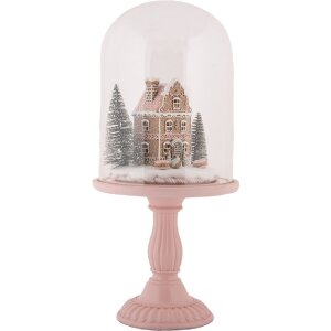 Clayre & Eef Szklana dzwonka z dekoracją LED 17x36 cm