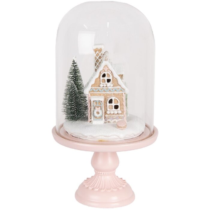 Clayre & Eef Szklana dzwonka LED różowa 17x30 cm
