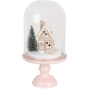 Clayre & Eef Szklana dzwonka LED różowa 17x30 cm