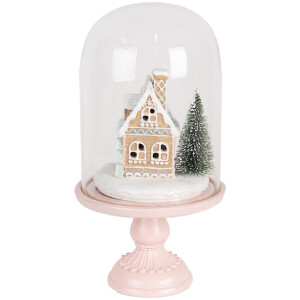 Clayre & Eef Szklana dzwonka LED różowa 17x30 cm