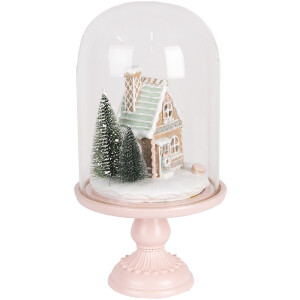 Clayre & Eef Szklana dzwonka LED różowa 17x30 cm