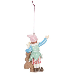 Clayre & Eef 6PR5298 Zawieszka Elf 8x4x11 cm Zielono-Brązowa