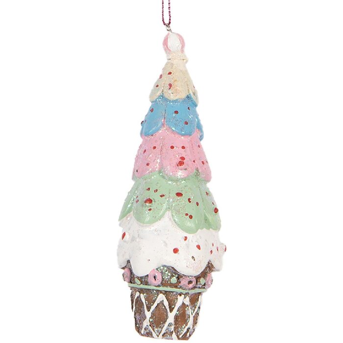 Clayre & Eef Dekoracja Wisząca Torta Ø 5x13 cm Wielokolorowa