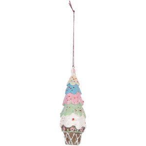 Clayre & Eef Dekoracja Wisząca Torta Ø 5x13 cm Wielokolorowa