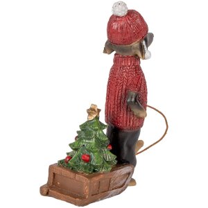 Clayre & Eef Dekoracja Pies Jamnik 8x4x13 cm Brązowo-Czerwony