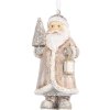 Clayre & Eef Dekoracja Wisząca Święty Mikołaj 5x4x9 cm Beżowo-Biała