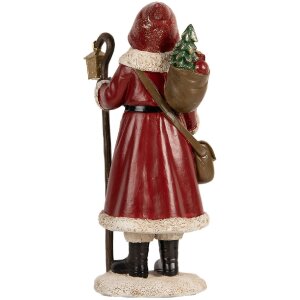 Clayre & Eef Dekoracja Święty Mikołaj 12x11x26 cm Czerwono-Biały