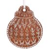 Clayre & Eef 6PR5318 Dekoracja Zawieszka Bombka Świąteczna 8x2x10 cm Brązowo-Biała