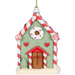 Clayre & Eef Domek Dekoracyjny 6x4x8 cm Zielono-Biały