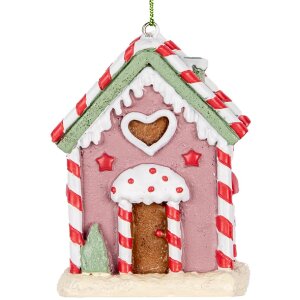 Clayre & Eef 6PR5325 Dekoracja Wisząca Domek 6x4x8 cm