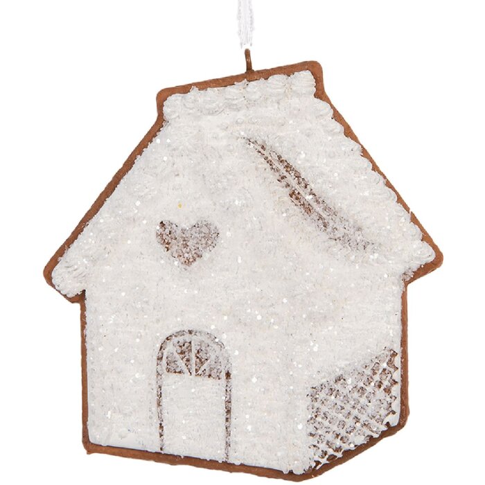 Clayre & Eef Dekoracja Wisząca Dom 9x1x10 cm Biało-Brązowa