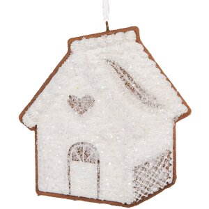 Clayre & Eef Dekoracja Wisząca Dom 9x1x10 cm Biało-Brązowa