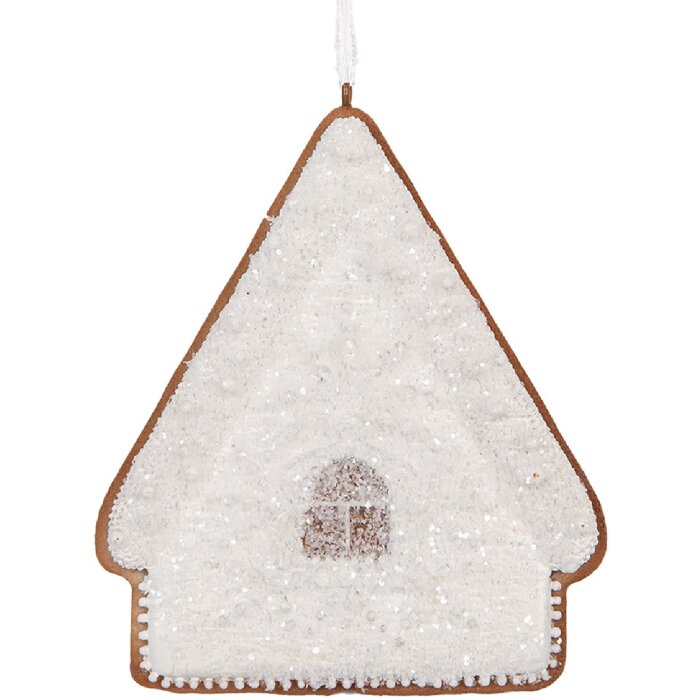 Clayre & Eef Dekoracja Wisząca Dom 9x1x10 cm Biało-Brązowa