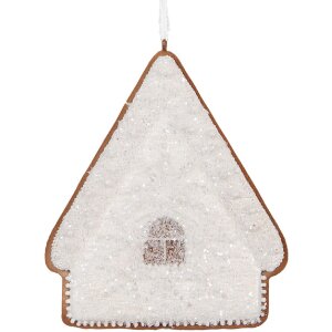 Clayre & Eef Dekoracja Wisząca Dom 9x1x10 cm Biało-Brązowa