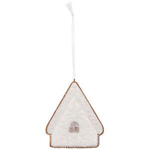 Clayre & Eef Dekoracja Wisząca Dom 9x1x10 cm Biało-Brązowa