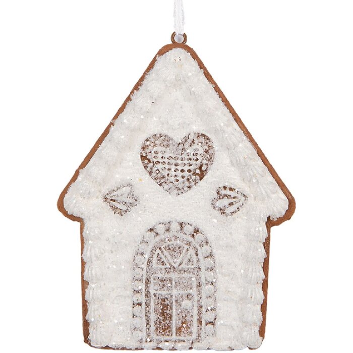 Clayre & Eef 6PR5331 Dekoracja Wisząca Domek 8x1x10 cm Białko-Brązowa