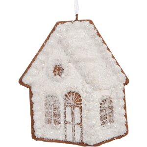 Clayre & Eef Dekoracja Wisząca Dom Biała 9x1x10 cm