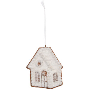 Clayre & Eef Dekoracja Wisząca Dom Biała 9x1x10 cm