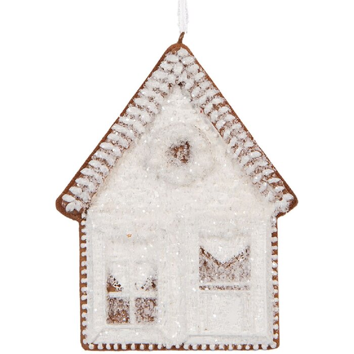 Clayre & Eef Dekoracja Wisząca Dom 8x1x10 cm Biało-Brązowa