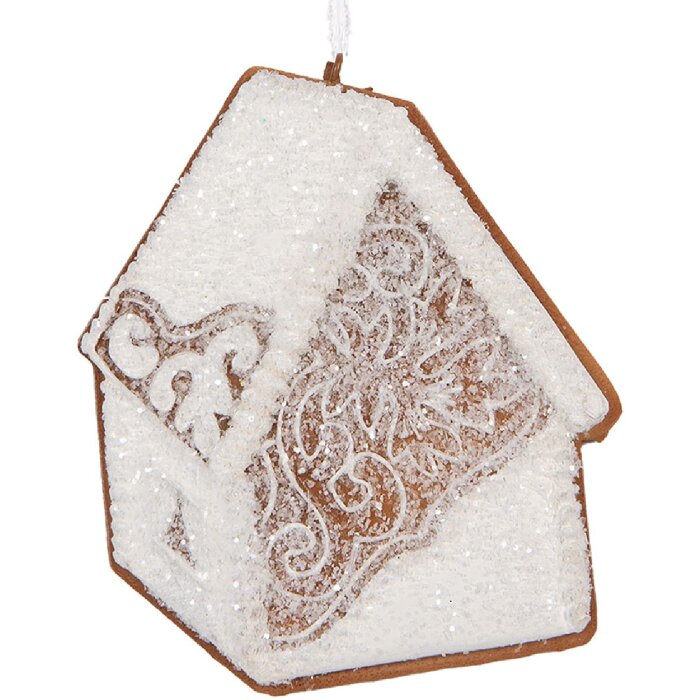 Clayre & Eef Domek 9x1x10 cm – Biało-Brązowa Dekoracja Świąteczna