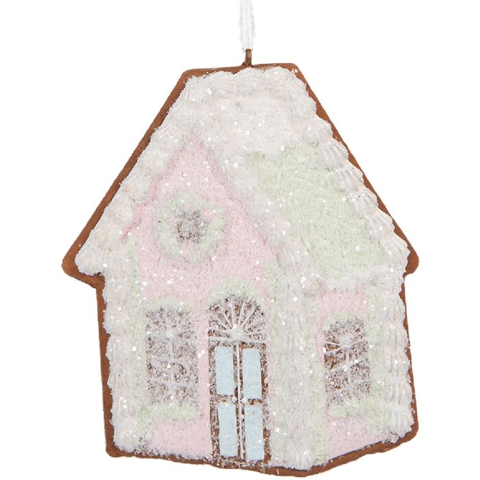 Clayre & Eef Zawieszka Dom 9x1x10 cm Różowa