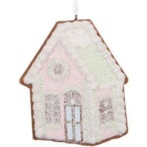 Clayre & Eef Zawieszka Dom 9x1x10 cm Różowa
